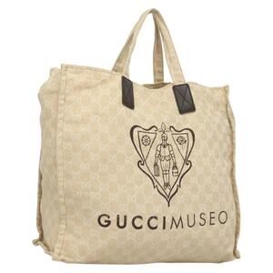 GUCCI GG Canvas Museum Handbag Beige